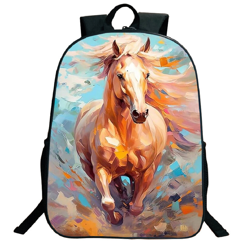 Sacs à dos College chevaux de course de grande capacité, sacs d'école pour élèves du primaire, sac de voyage léger, sac à dos pour enfants