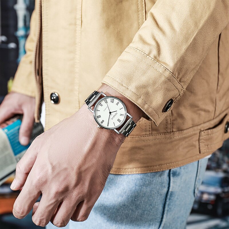 男性用高級クォーツ時計,繊細で豪華な腕時計,男性用