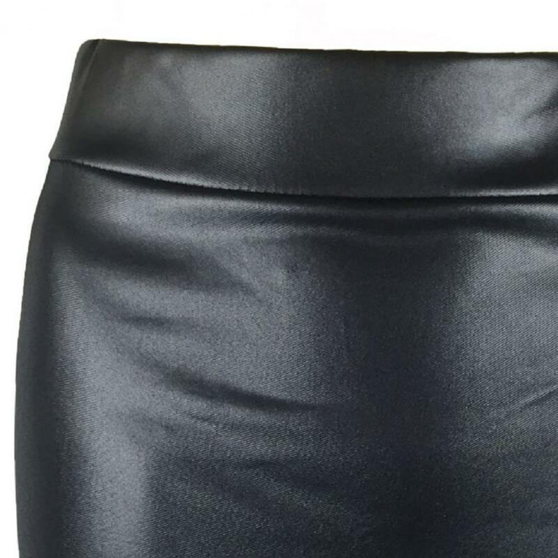 Rok Mini Pu Bodycon musim panas wanita kulit imitasi paket hitam Solid pinggul pinggang biasa rok wanita kantor seksi Faldas mujer moda