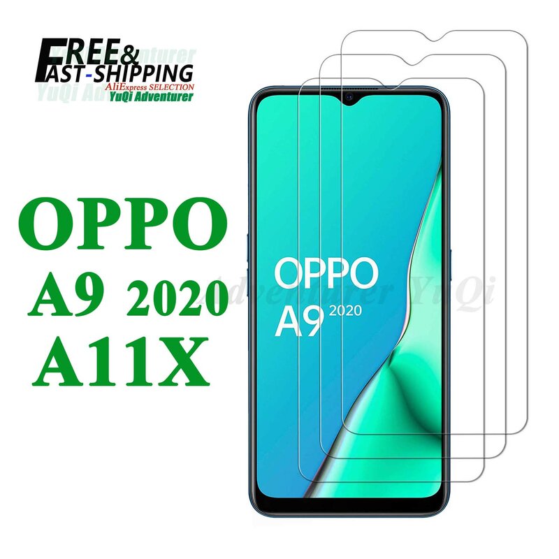 Защита экрана для OPPO A11X A9 2020, закаленное стекло на выбор, Бесплатная быстрая доставка, 9H, прозрачная, компактная