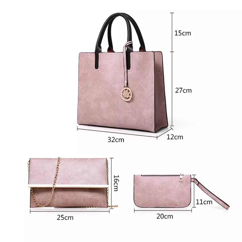 Набор женских сумок из 3 предметов, модная однотонная сумка-мессенджер, сумка через плечо, кошелек, сумки для женщин 2020