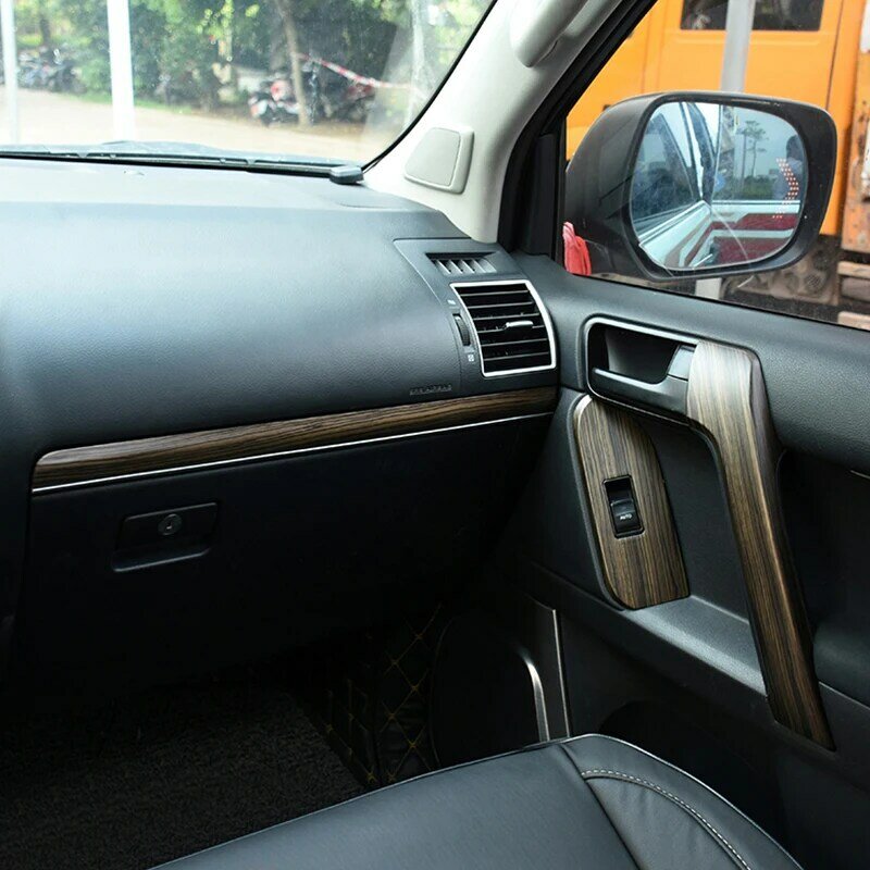 Accesorios interiores para Toyota Land Cruiser Prado 150 2010-2023 Lc150, Panel de mango de grano de madera de accionamiento izquierdo, piezas Multimedia Prote