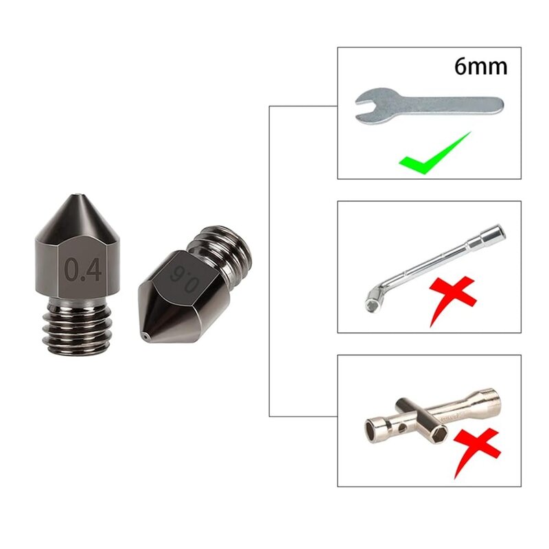 2 Pcs Hardened Steel MK8 Nozzle Upgraded Tungsten All Metal Extruder end Nozzle for Ender 3/S1/CR-10 MK8 hardened steel, 0.4mm