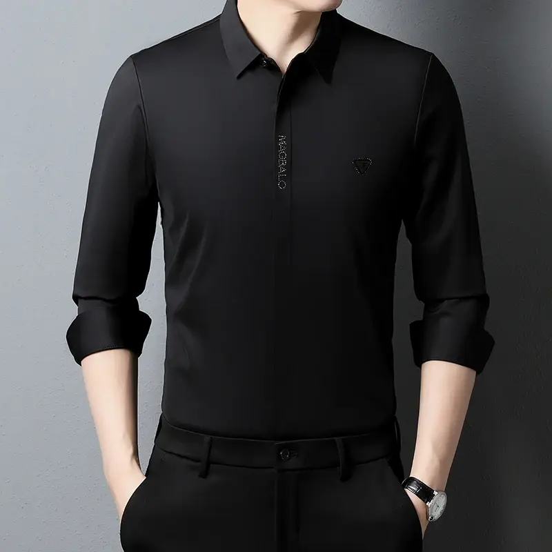 Fashion Men's Slim Fit Formal Shirt Man Long Sleeve High Quality Non-ironing Soft Shirts Tops