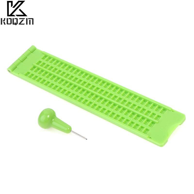 Plastic Braille Writing Slate Portable Practical Vision Care With Stylus Plastic School Learning Green Tool Accessory