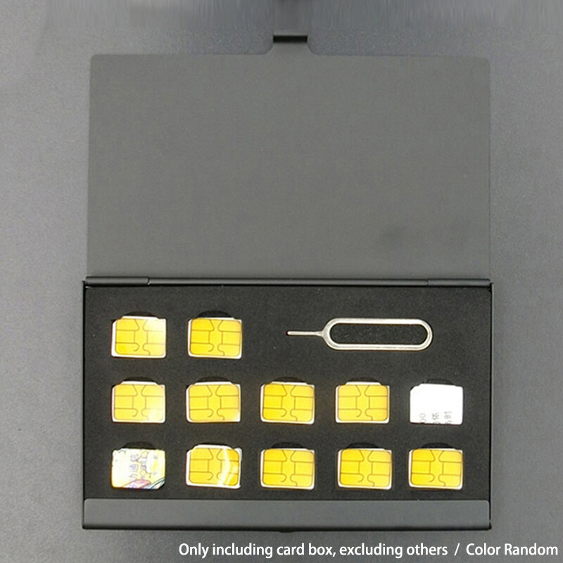 Alumínio portátil Memory Card Storage Box, 12 Slots, 1 Slot-Card-Pin, SIM Micro Pin, Nano Case, Protector Holder, 1Pc