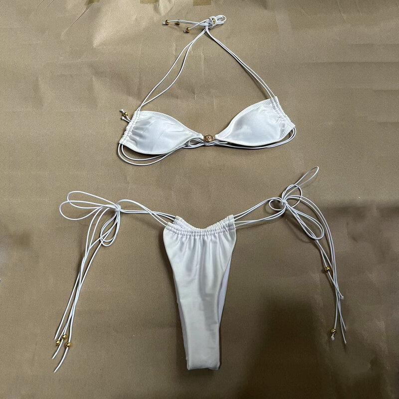 Microbikinis brasileños para mujer, traje de baño Sexy, conjunto de Bikini, ropa de playa, 2024
