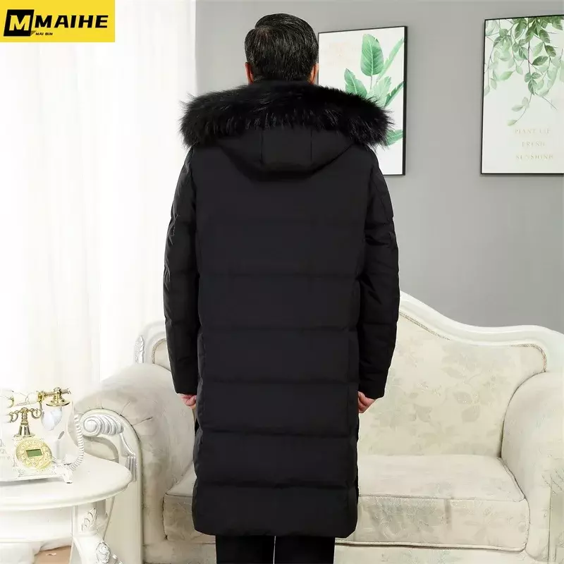 Manteau à capuche en duvet de canard arc-en-ciel pour hommes, veste coupe-vent, manteau chaud, affaires de luxe légères, blanc, extérieur, grande taille, hiver