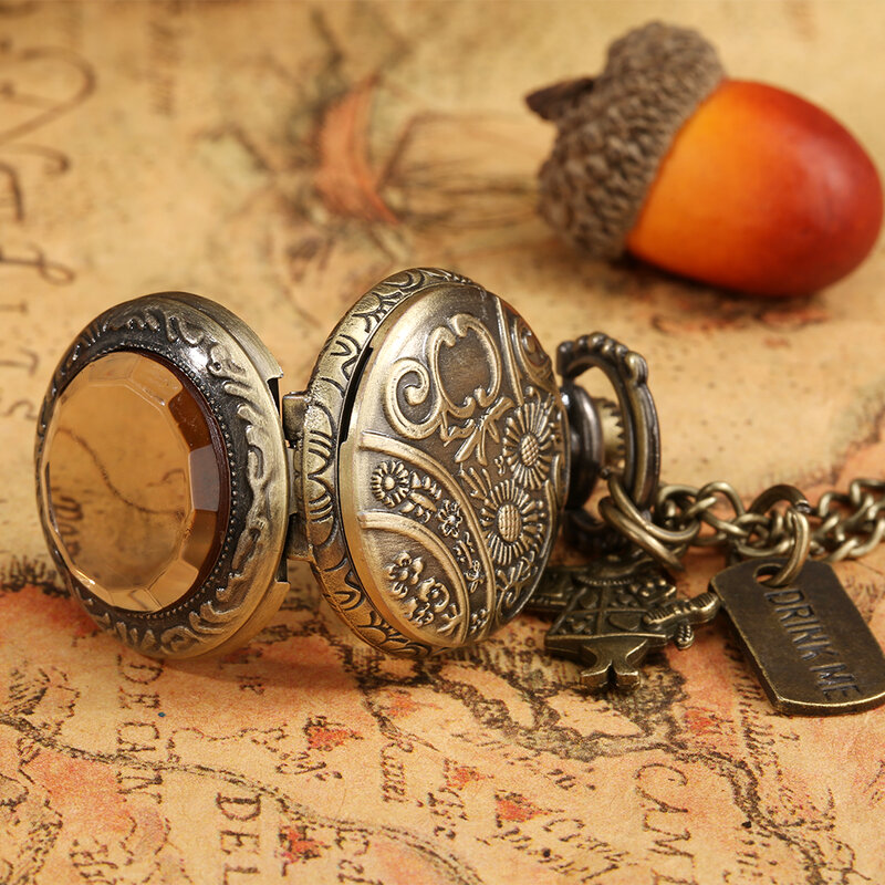 Reloj de bolsillo con movimiento de cuarzo para niños, reloj colgante Vintage de bronce, Mini Conejo, regalo para Mlae, Saati