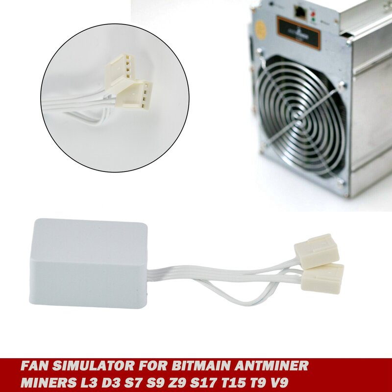 Simulador de ventilador para Bitmain Antminer Miners L3, D3, S7, S9, Z9, S17, T15, T9, V9, cable de silenciador, regulación automática de velocidad, color blanco