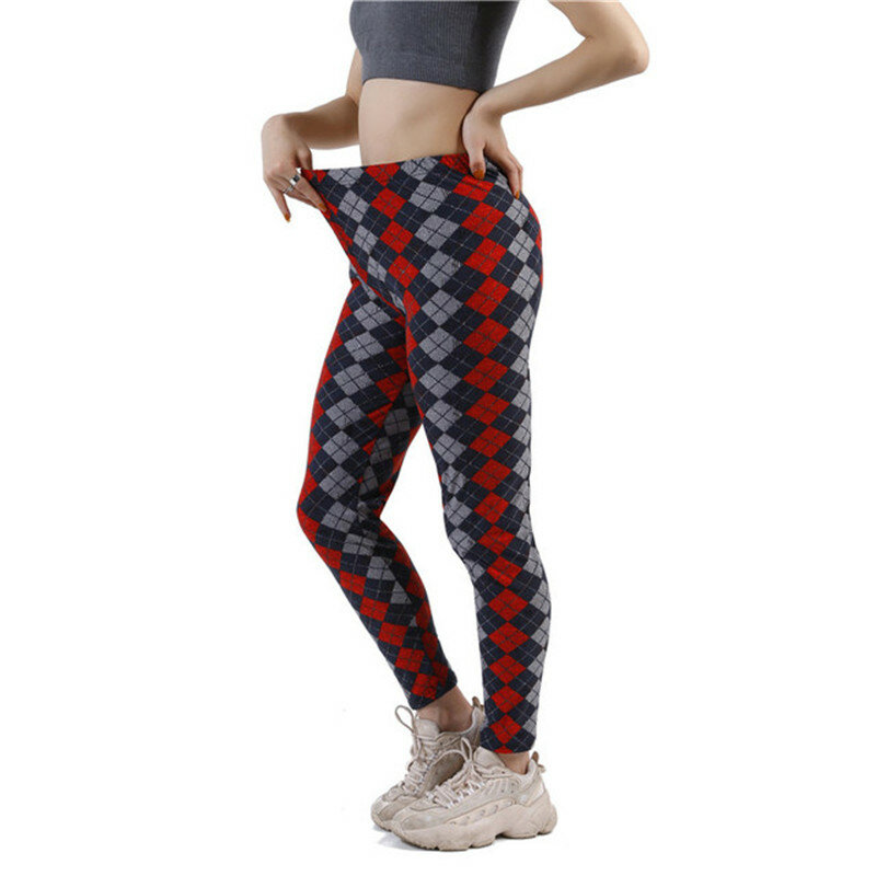 VISNXGI-Pantalones deportivos para mujer, mallas Push Up de cintura alta para gimnasio, Parche de empalme, estampado colorido, longitud hasta el tobillo
