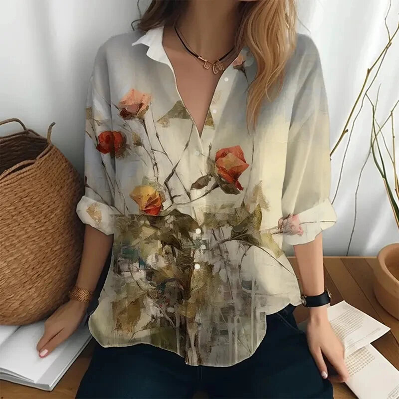 Elegant women's shirts and blouses vintage casual long sleeve shirts high quality women's clothing temperament tops shirts
