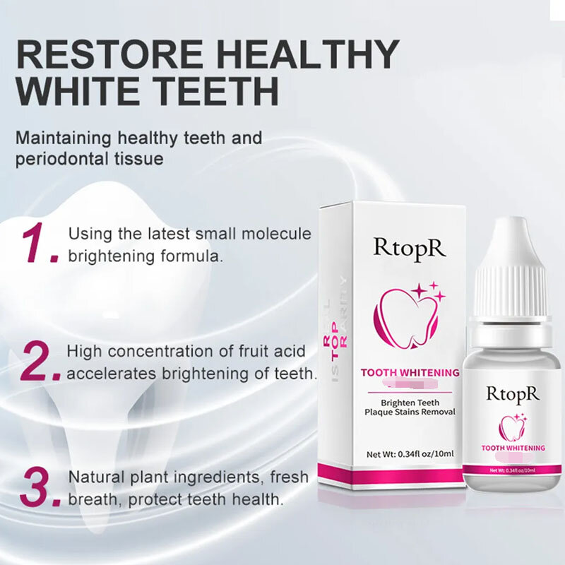 RtoR-Dentes Whitening Serum, Remover manchas de placa, Branqueamento, Tratar, Higiene Oral, Gel de limpeza, Respiração Fresca, Dental Tools