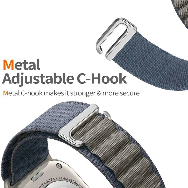 Alpine Loop correa para Apple Watch Ultra 2, banda de 49mm, 9, 8, 7, 45mm, 41mm, pulsera deportiva de nailon para iWatch 6, 5, 4, 3, SE2, 44mm, 40mm, 42mm