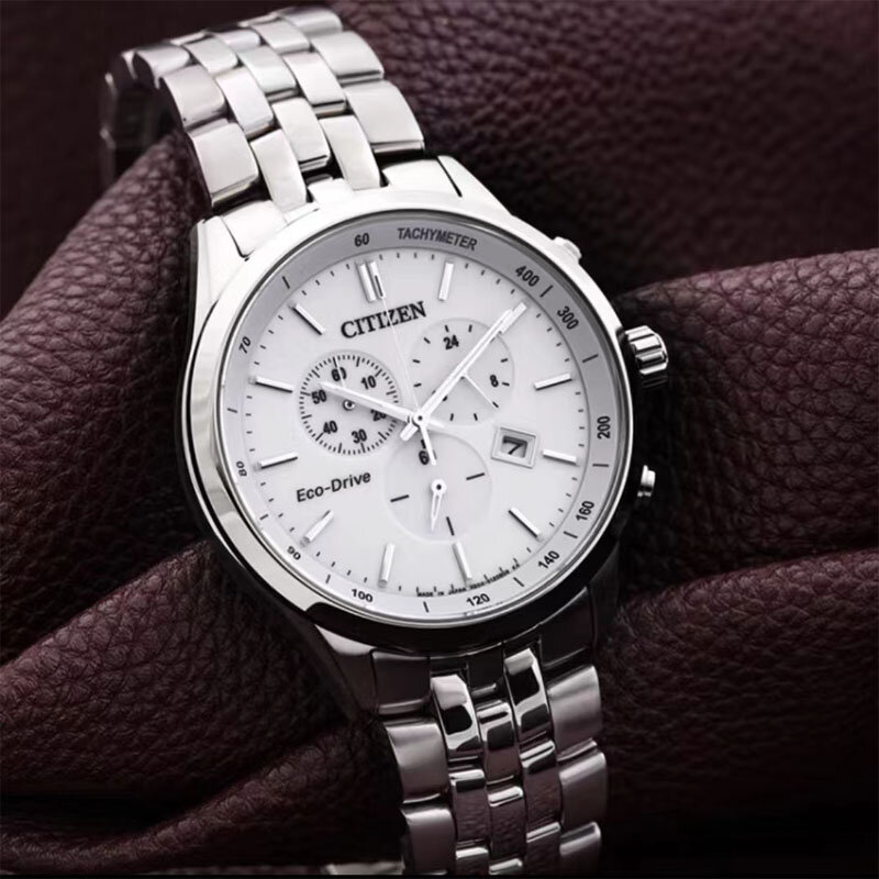 Jam tangan pria Citizen, jam tangan bisnis modis mewah kuarsa tahan guncangan tampilan tanggal otomatis lampu rendah energi kinetik Reloj Hombre