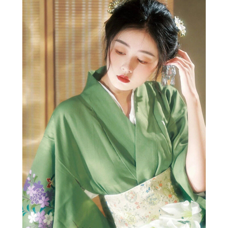 Kimono japonais traditionnel pour femmes, peignoir fleur de cerisier, robe de fille vintage, amélioré, printemps, automne nouveau 2023
