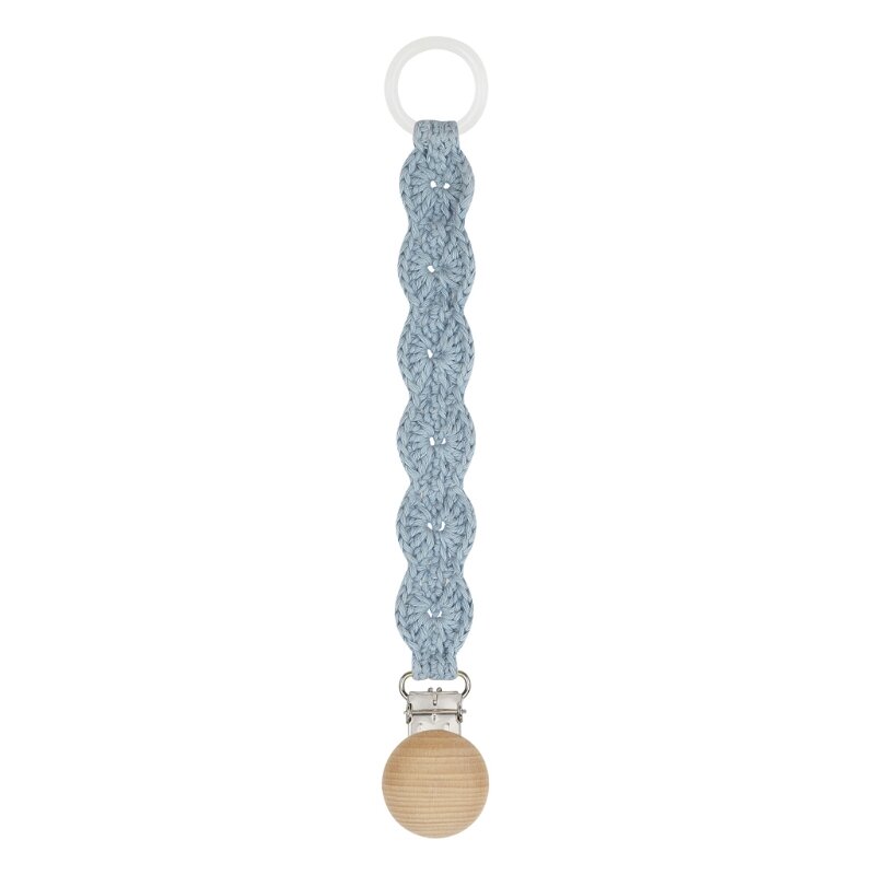 Practical Nipple Holder Baby Pacifier Clip Chain Handmade + Metal Elegant Nipple Leash Strap Lovely Knitting