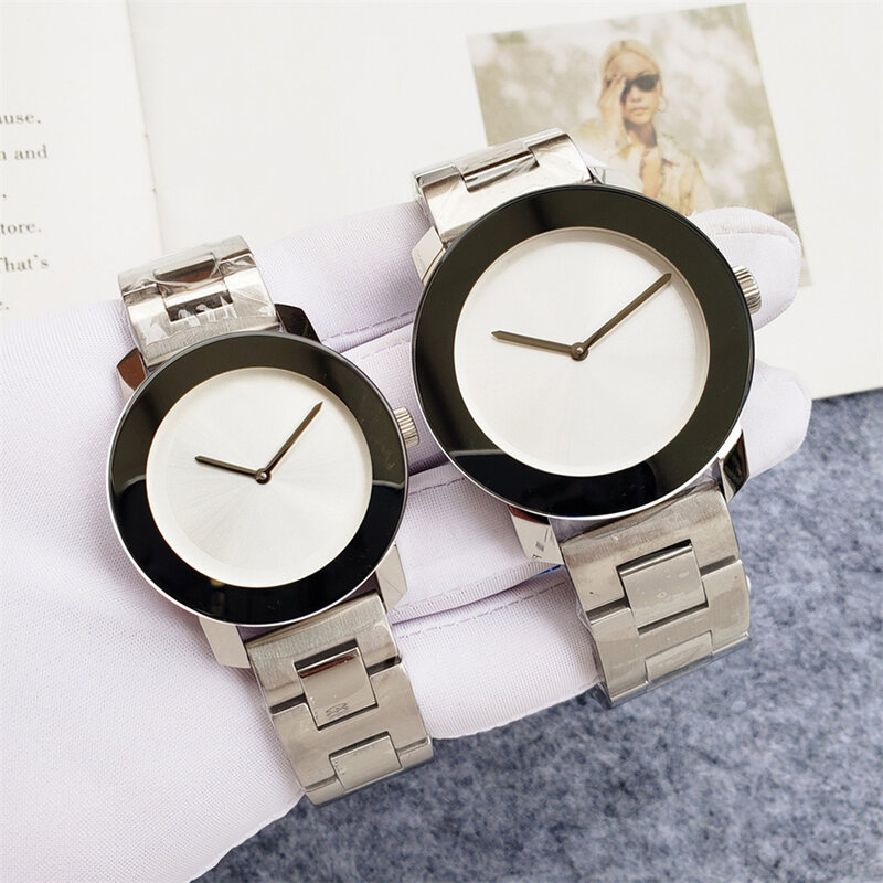 Брендовые наручные часы классические мужские женские парные влюбленные из нержавеющей стали металлический ремешок кварцевые часы Mv12
