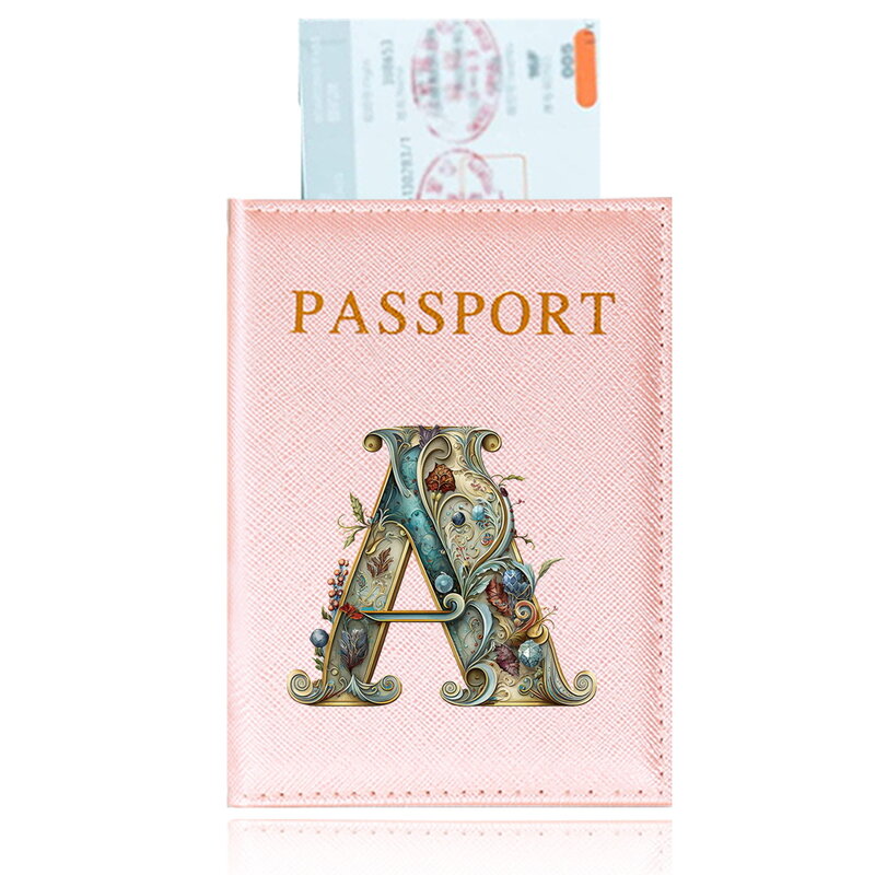 Travel Passport Case Pink Color Passport Holder Passport Protective Cover ID Credit Card Holder Printing Graphic Letter Series