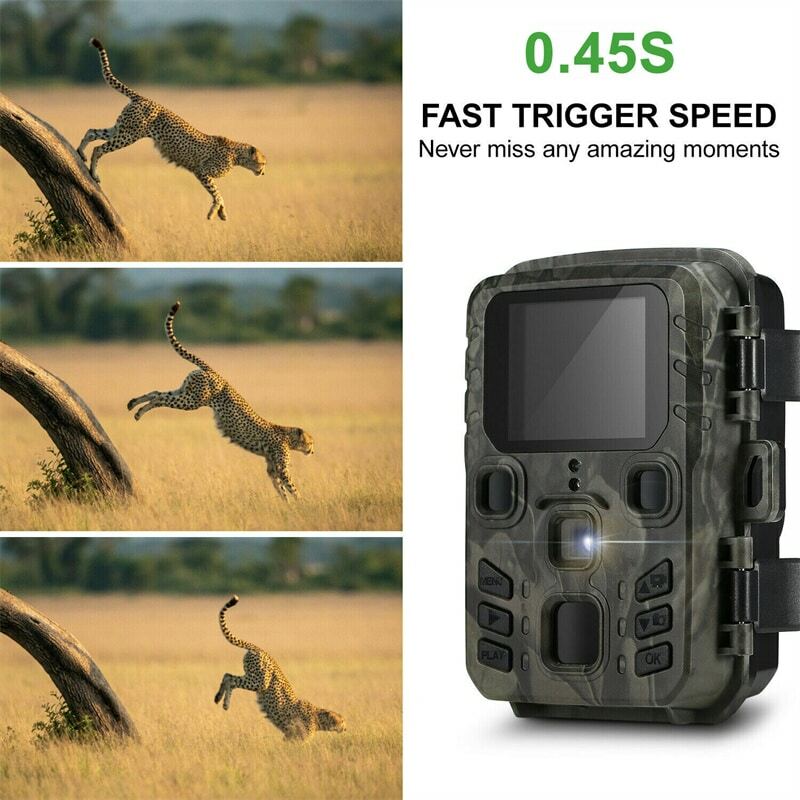 야외 미니 트레일 카메라 적외선 야간 투시 모션 활성화 사냥 트랩 게임 IP66 방수 야생 동물 캠, 4K HD 20MP 1080P