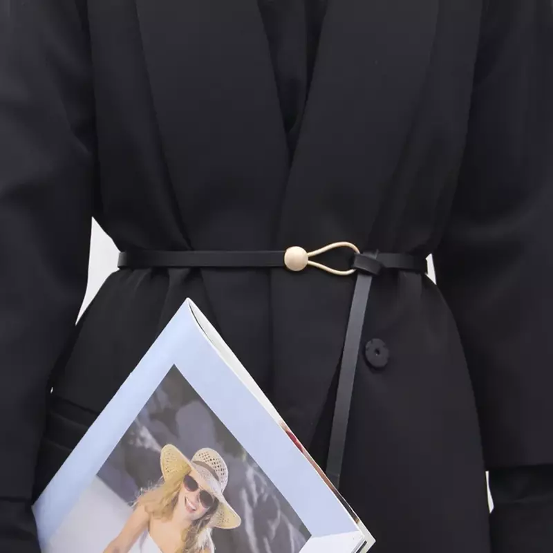 Cienkie paski na sukienkę swetry płaszcz damski wiązany ozdobny pasek moda czarny kolor kawy pasek PU pas w talii