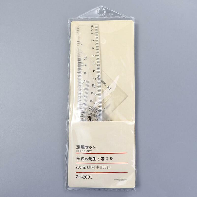 Office Learning Simple Style Protractor 15cm 18cm 20cm Transparent Drawing Ruler Ruler Straightedge Plastic Ruler