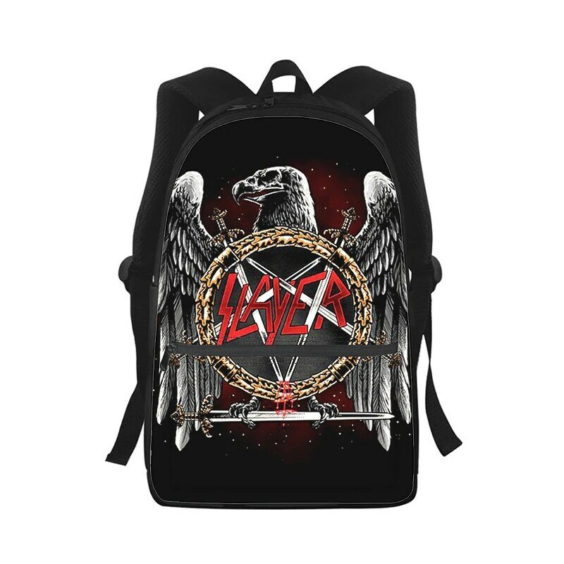 Металлический рюкзак для мужчин и женщин Slayer, модная школьная сумка с 3D принтом, рюкзак для ноутбука, детская дорожная сумка через плечо