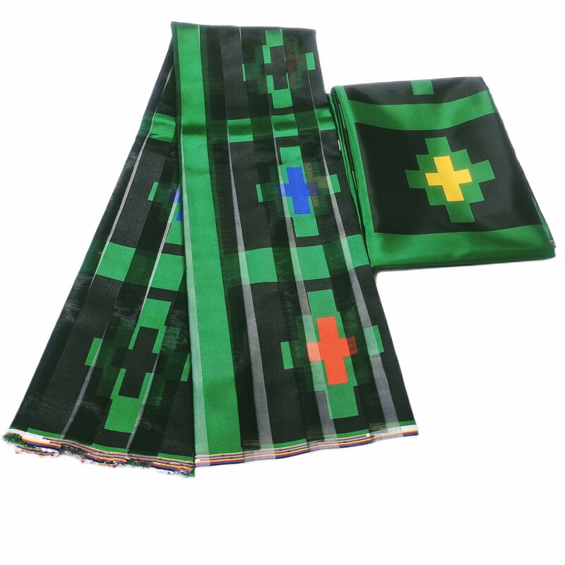 Tecido de seda cetim organza para vestido de festa, Tecidos africanos impressos, 6 jardas, novo design, 2023