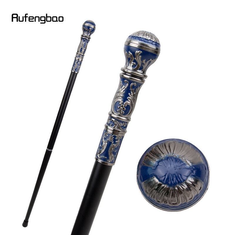 Silver Blue Luxury Round Handle Fashion Walking Stick for Party Decorative Walking Cane Elegant Crosier Knob Walking Stick 93cm