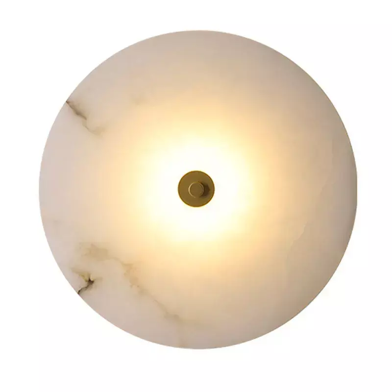 Lámpara de pared LED de mármol Natural, luz de fondo de Metal dorado, forma redonda, iluminación de decoración para sala de estar, dormitorio, candelabro de fondo de TV