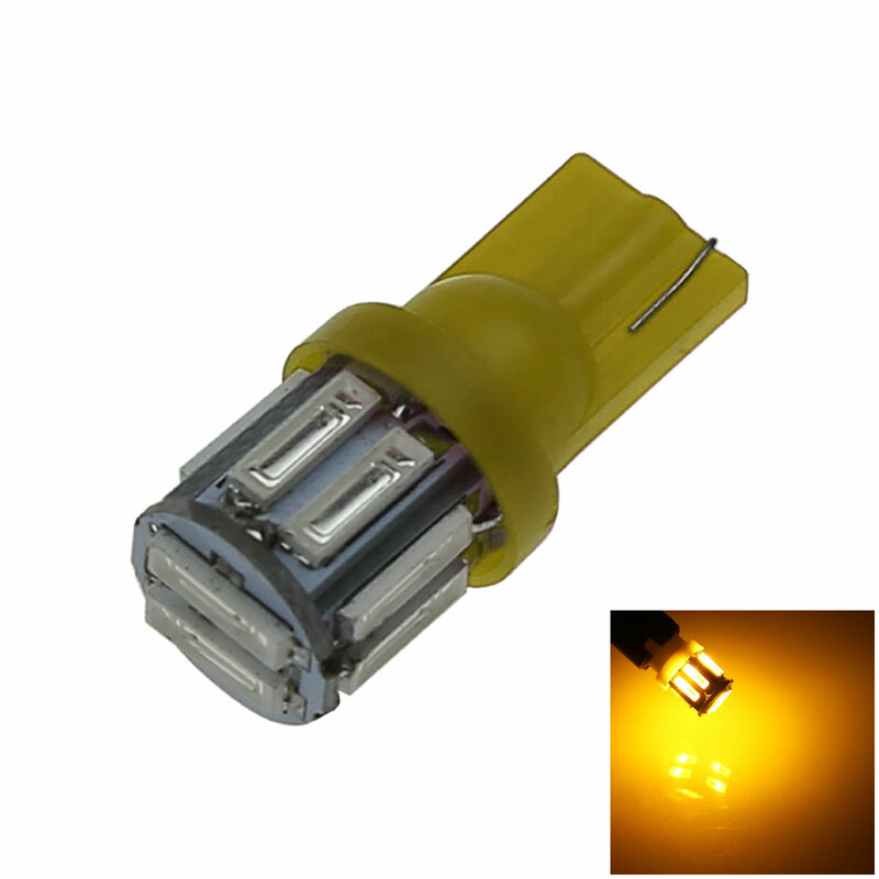 1x Yellow RV T10 W5W Malibu Landscape Light Wedge Lamp 10 emettitori 7020 SMD LED 585 655 656 A065