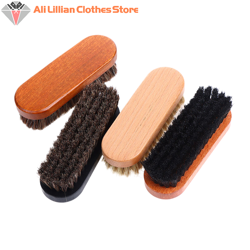 Cepillo de limpieza y pulido de detalles de salpicadero de mango, cepillo de madera de pelo de caballo, cuidado y limpieza de zapatos de cuero, 1 ud.