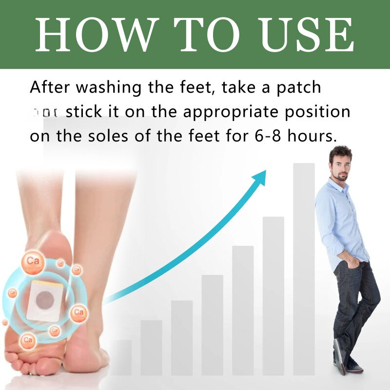10pcs Grow più alto Foot Patch Enhancer altezza aumento Patch In gesso osseo nella toppa del piede per la crescita dell'altezza del piede per bambini adulti