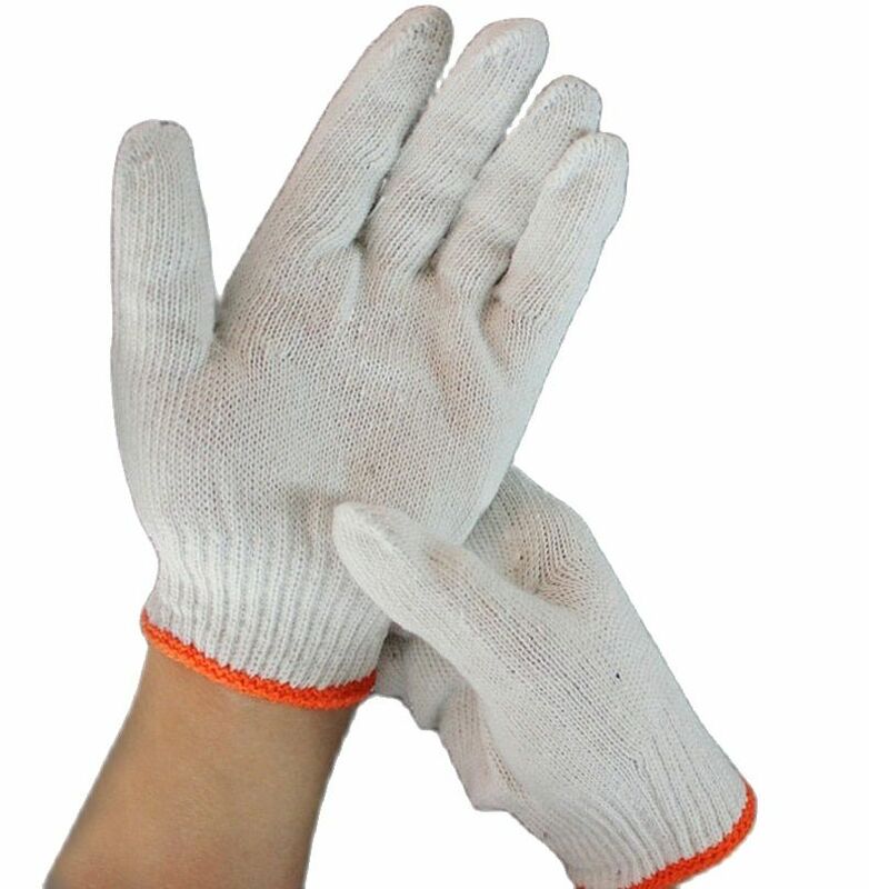 Утолщенные белые хлопчатобумажные нейлоновые защитные рабочие перчатки износостойкие противоскользящие мужские женские мужские тонкие дышащие G