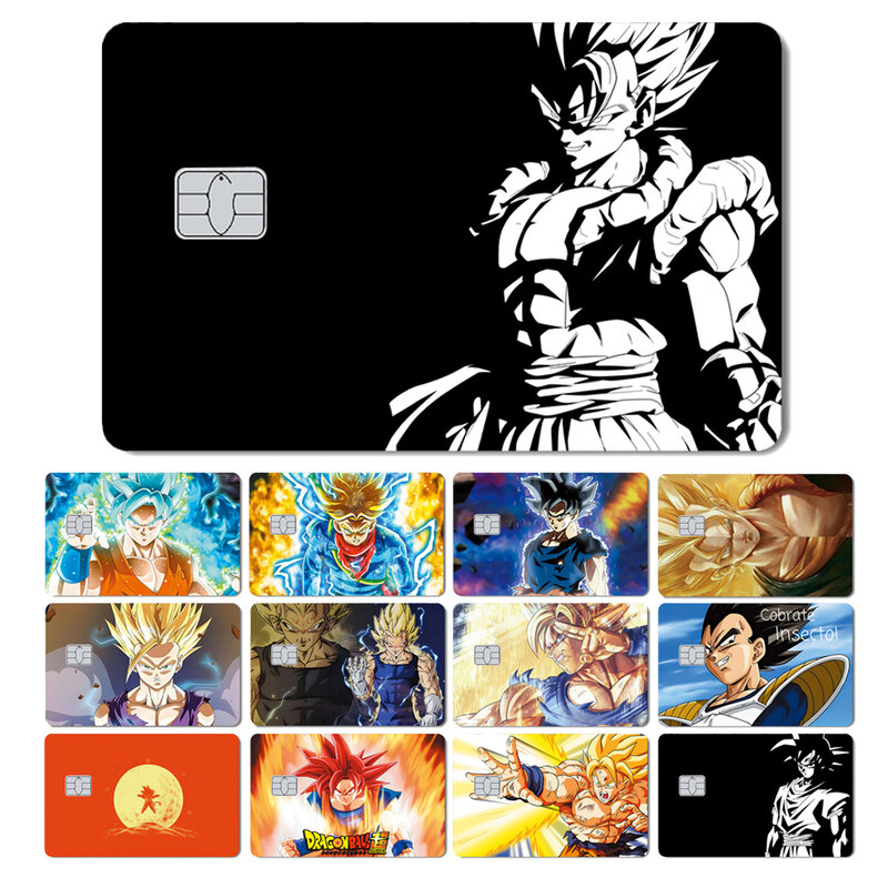 Anime Dragon Ball Super Goku Vegeta Saiyan Sticker Film Skin Large Small No Chip for Bus Card Credit Debit Bank Card Front Side
