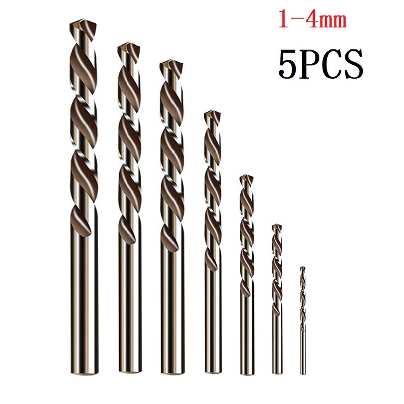 5Pcs HSS Drill Bit Set M35 Cobalt High Speed Steel Drill Bits Metal Drilling Tools 1mm 1.5mm 2mm 2.5mm 3mm 3.5mm 4mm