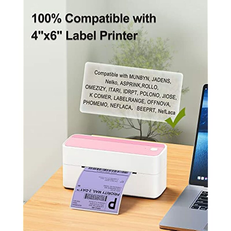 Phomemo-etiquetas térmicas para impresora de etiquetas de envío, color púrpura, 500 piezas, 4x6, sin BPA
