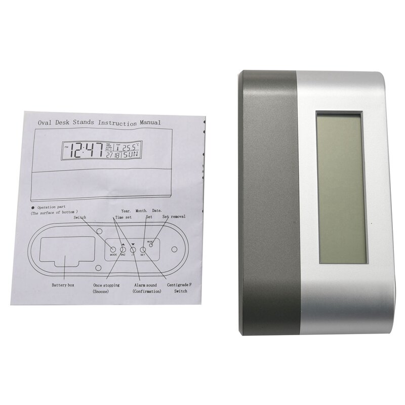 펜꽂이 도구 이름 카드 컨테이너, 디지털 알람 시계 타이머 포함, 달력 온도 온도계, 2X