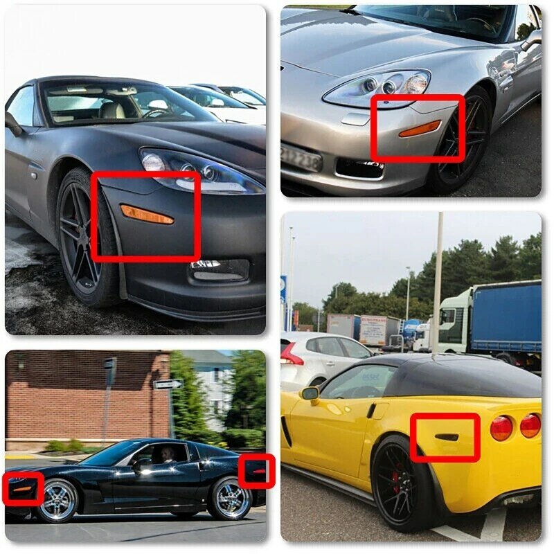 4 pces led lado marcador luz frontal e traseira blinker indicador lâmpadas para chevrolet corvette c6 2005-2013