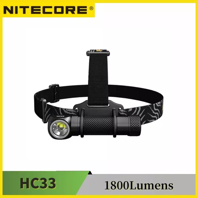 NITECORE 고성능 L자형 헤드램프, HD LED 1800 루멘 헤드라이트, 야간 작업 러닝, HC33, XHP35
