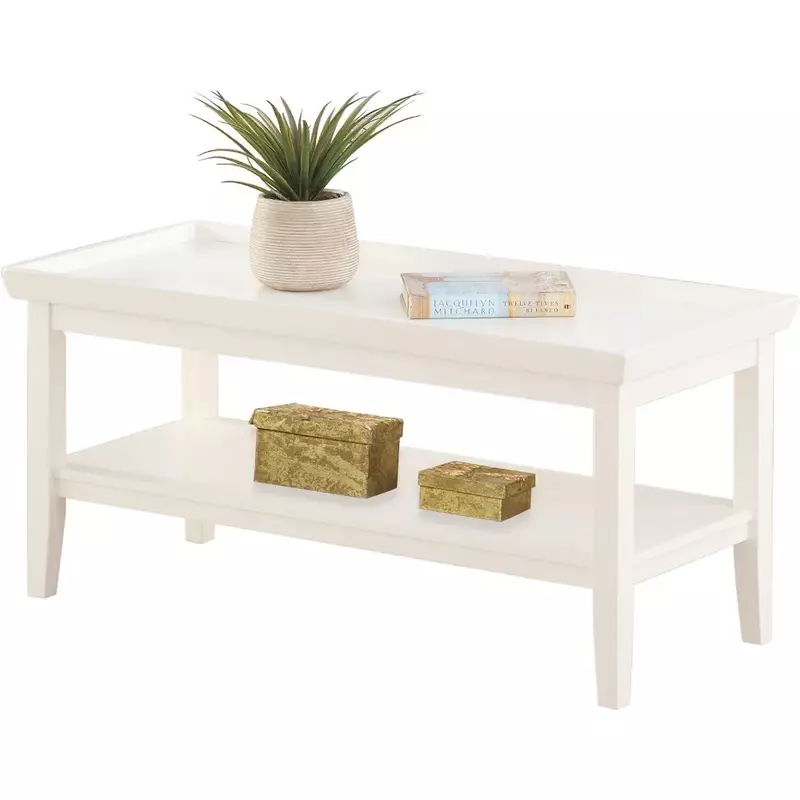 S Ledgewood-mesa de centro con estante, mueble de almacenamiento oculto, color blanco, para sala de estar