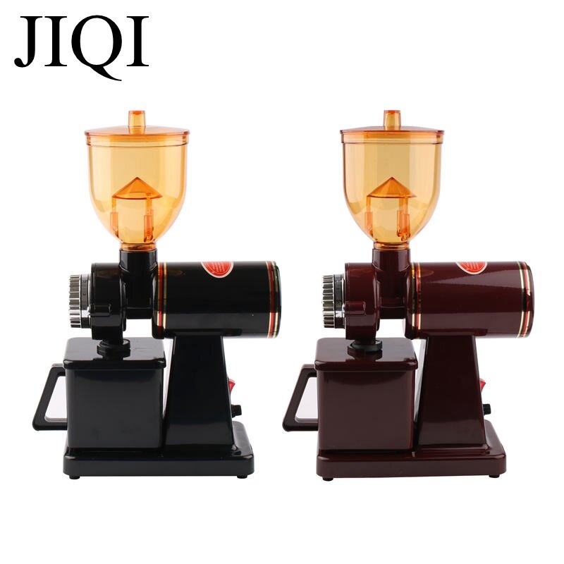 JIQI-molinillo de café eléctrico, máquina de moler granos, espesor ajustable, rebabas planas, 220V/110V, UE y EE. UU.