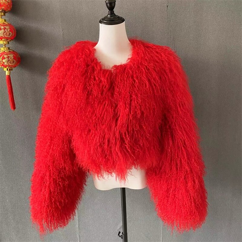 New 100% True Mongolia Sheep Large size Fur Coat Sheep Fur Jacket Thick Warm Overcoat Hot Factory Outlet Discount free shipping