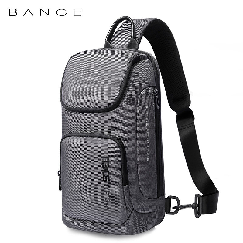 BANGE Large Capacity Men's Messenger Bag Ultralight and Portable Multi Pocket Waterproof Backpack Travel Chest Bag for 9.7" iPad