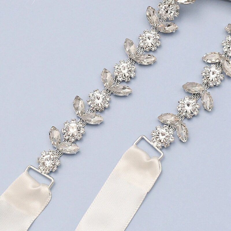 Sabuk Berlian Imitasi untuk Gaun Pengantin Sabuk Aloi Perak untuk Anak Perempuan Sabuk Pernikahan Berlian Berkilau untuk Wanita Aksesori Pernikahan Mewah