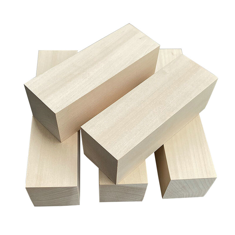 4 buah blok ukiran Basswood lembut alami blok ukiran kayu belum selesai ukiran blok kayu portabel perlengkapan ukiran kayu