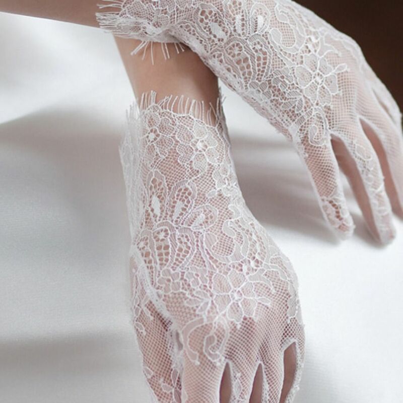 Thin Retro Dress Accessories Banquet Mesh Dinner Dress Lace Long Gloves Bridal Mesh Gloves Wedding Mittens Party