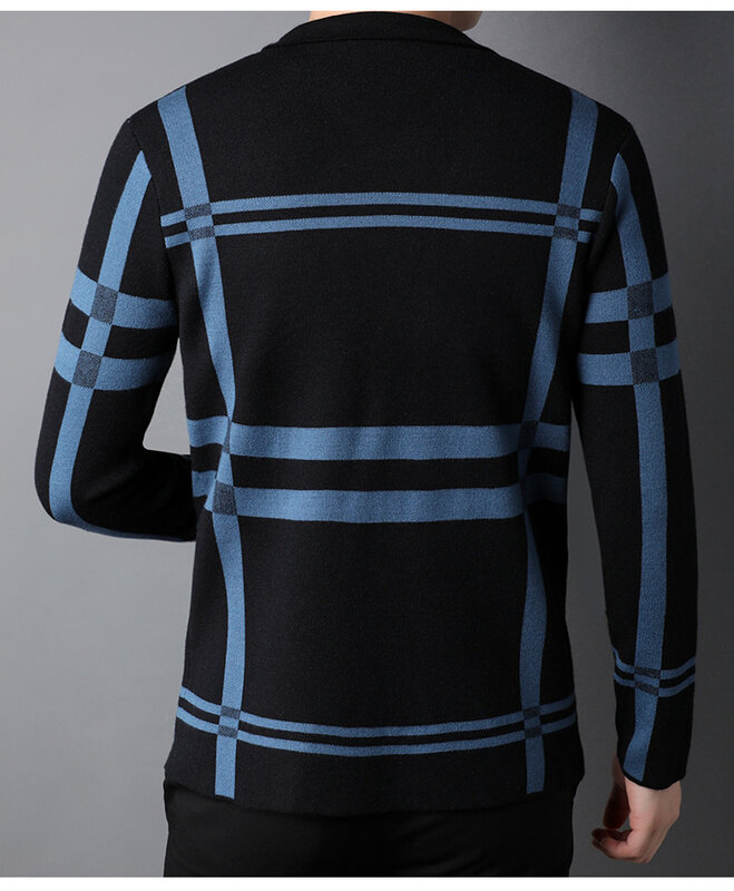 Men's Korean knit sweater, checkered sweater, brand name coat, luxury casual sweater, Spring and Autumn, new style