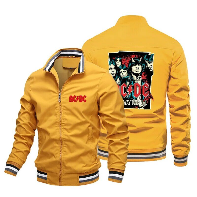 2024 New Men's Jacket, ACDC Print, Spring and Autumn Trend, Oversized Tough Guy Jacket, Fashionable and Handsome Top