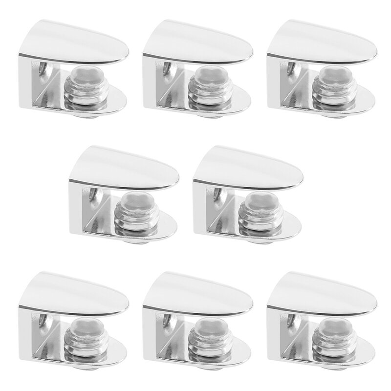 8 Pcs Adjustable Glass Clamp Zinc Alloy Glass Clips Shelf Clamp Holder Flat Back Mount Holder Wall Mouned For Staircase Handrail
